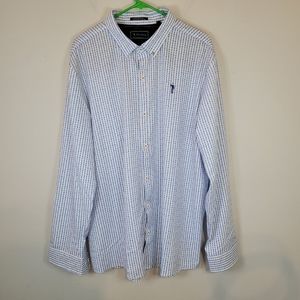 William Murray Men's Long Sleeve Button Down Shirt Blue/White Vented Size XL